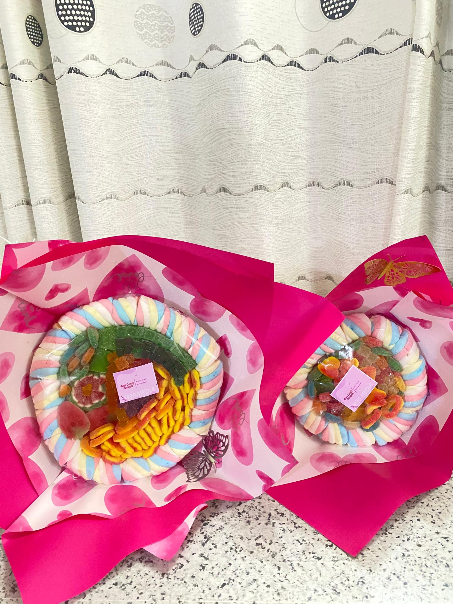 Rainbow marshmallow ring bouquets