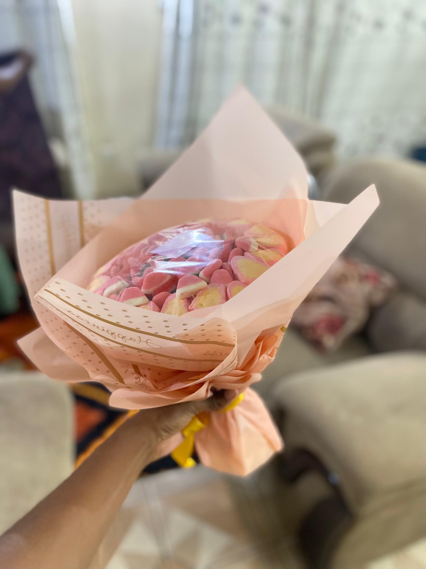 Petite peach heart marshmallow bouquet